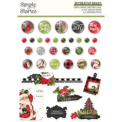 Simple Vintage Christmas Lodge Decorative Brads - Simple Stories