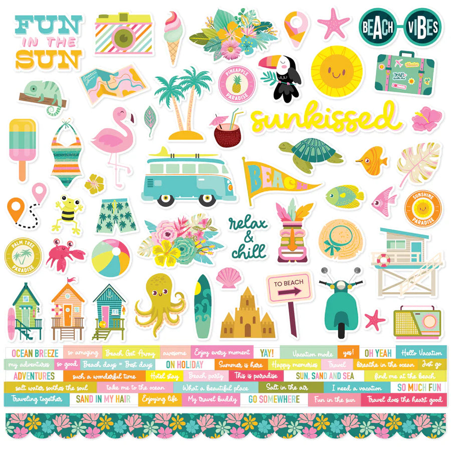 Just Beachy Cardstock Stickers - Simple Stories