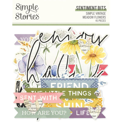 Simple Vintage Meadow Flowers Sentiment Bits & Pieces - Simple Stories