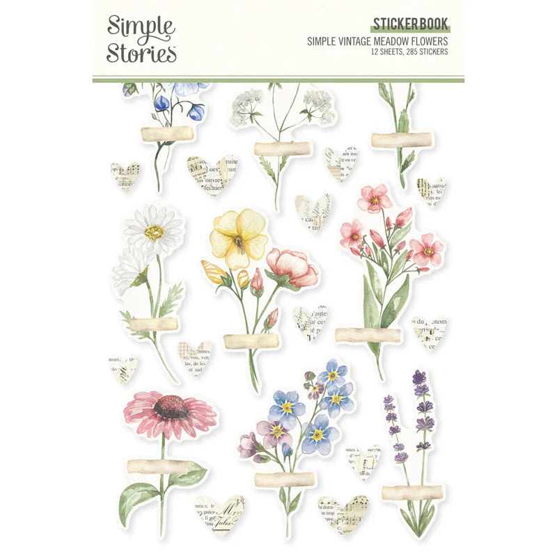 Simple Vintage Meadow Flowers Sticker Book - Simple Stories