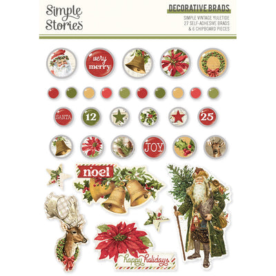 Simple Vintage Yuletide Decorative Brads - Simple Stories