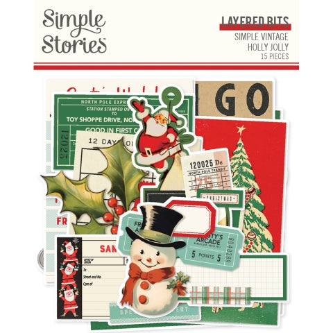 Simple Vintage Holly Jolly Layered Bits & Pieces - Simple Stories