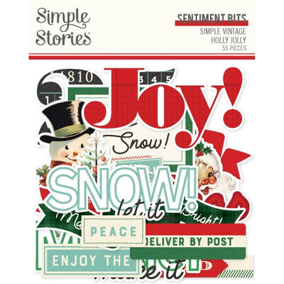 Simple Vintage Holly Jolly Sentiment Bits & Pieces - Simple Stories