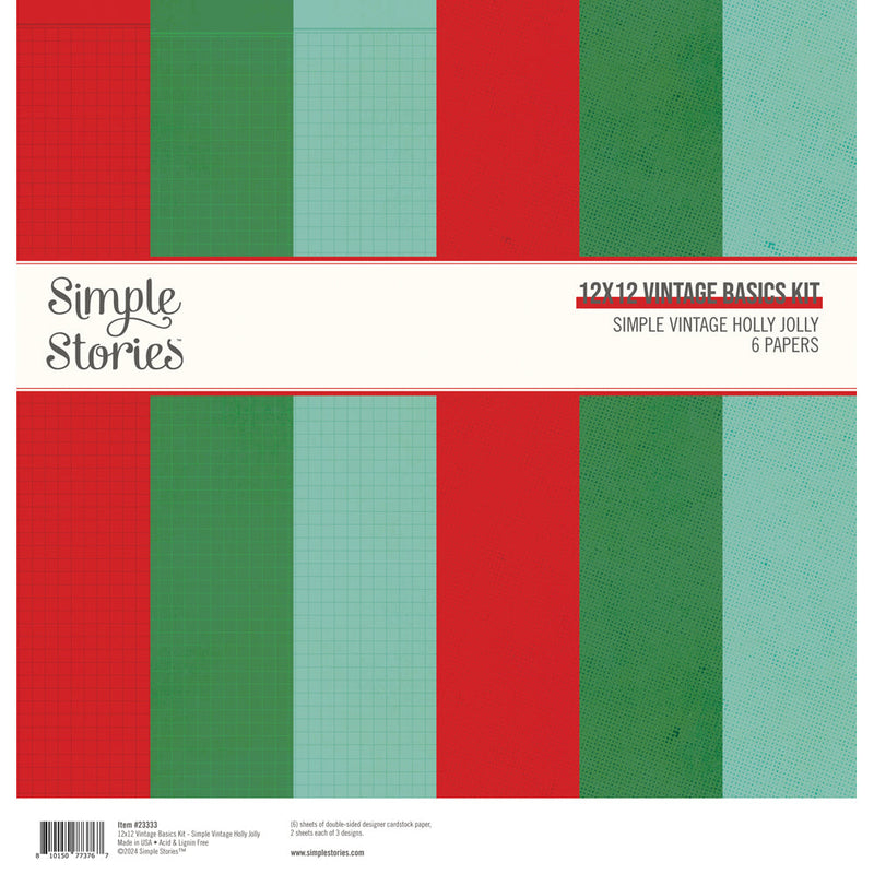 Simple Vintage Holly Jolly 12" x 12" Vintage Basics Kit - Simple Stories