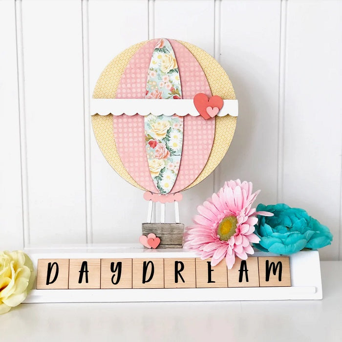 Hot Air Balloon and "Daydream" Wooden Tiles Craft - Foundations Decor