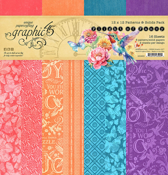 Flight of Fancy 12" x 12" Patterns & Solids Pack - Graphic 45