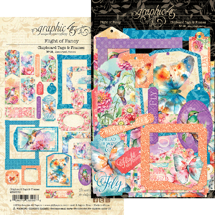 Flight of Fancy Chipboard Tags & Frames - Graphic 45