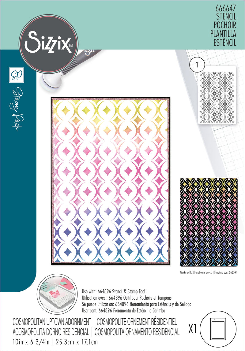 Uptown  Adornment A5 Stencil (Cosmopolitan Series) by Stacey Park - Sizzix