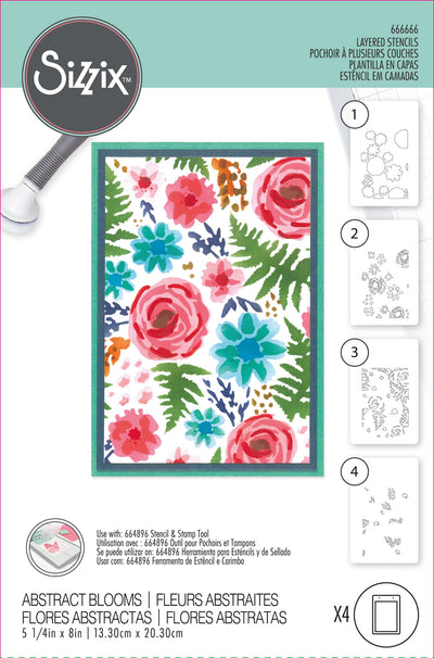 Abstract Blooms A6 Layered Stencil - Sizzix