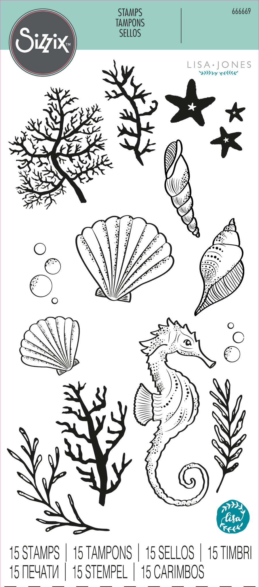 Ocean Elements Clear Stamps Set by Lisa Jones - Sizzix