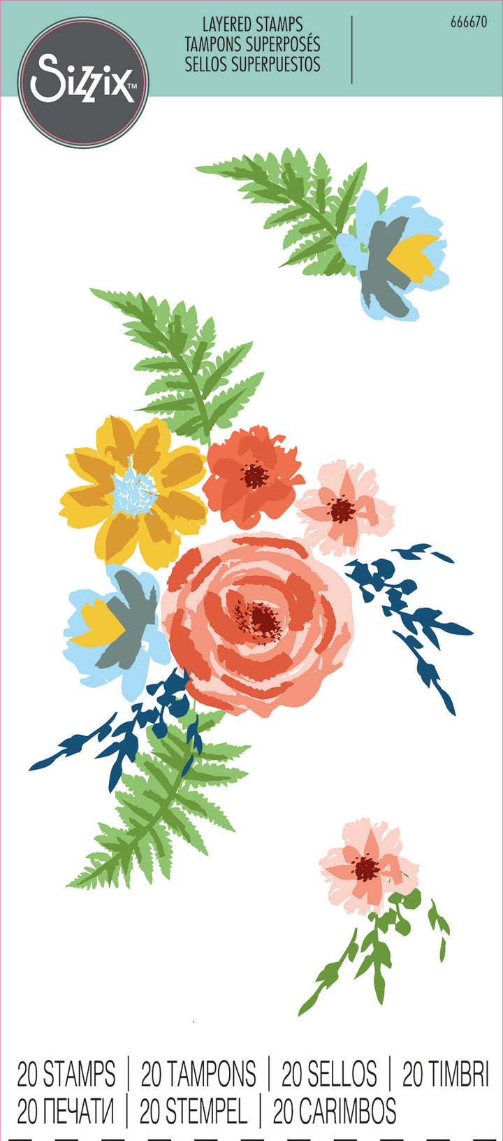 Painted Florals Layered Clear Stamps Set Painted Florals - Sizzix