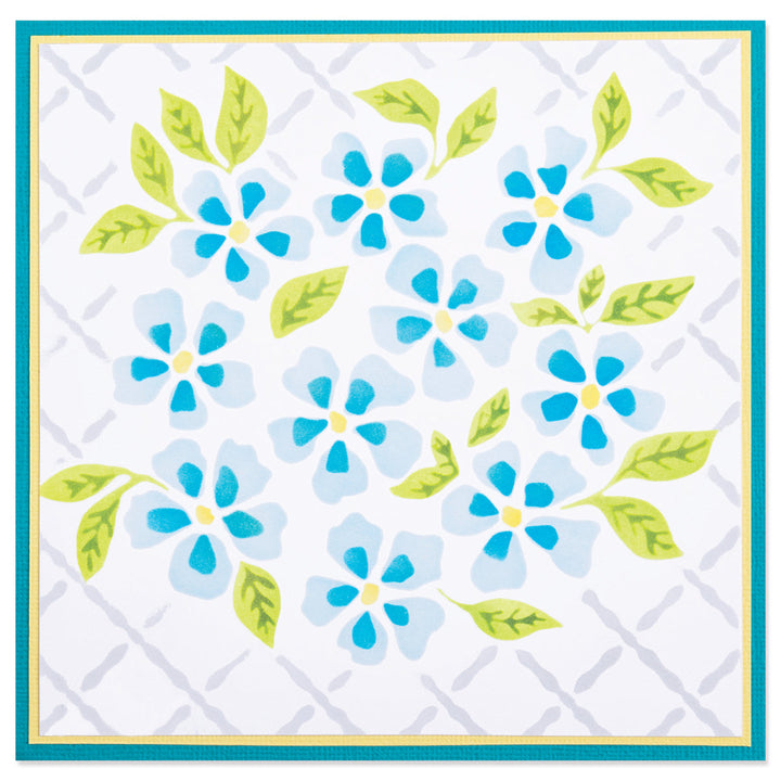 View 3 of Watercolour Flowers & Lattice Layered Stencil by Eileen Hull - Sizzix