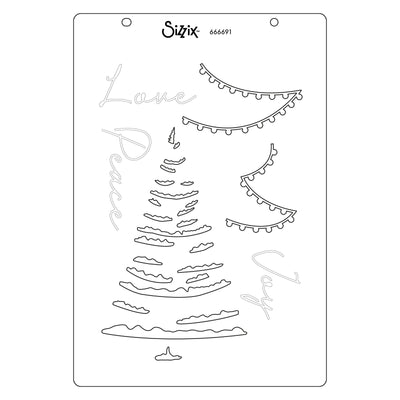 View 4 of Cosmopolitan Christmas A5 Clear Stamps Set w/ Stencil by Stacey Park (16pcs) - Sizzix