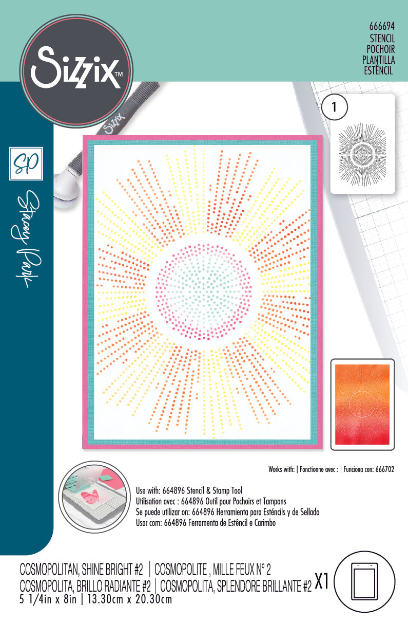 Shine Bright #2 A6 Stencil - Cosmopolitan by Stacey Park - Sizzix