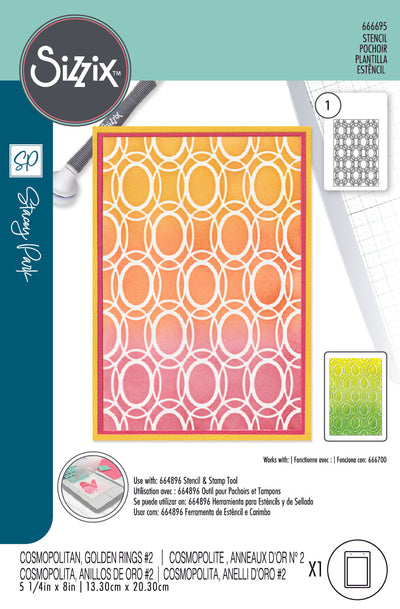 Golden Rings #2 A6 Stencil - Cosmopolitan by Stacey Park - Sizzix