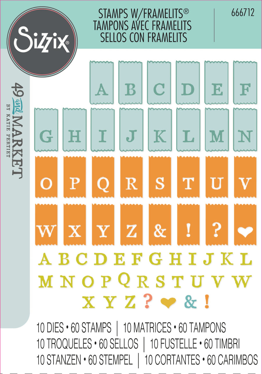 Tab Stamp Alpha Framelits Die w/ A5 Clear Stamps by 49 and Market Collection - Sizzix