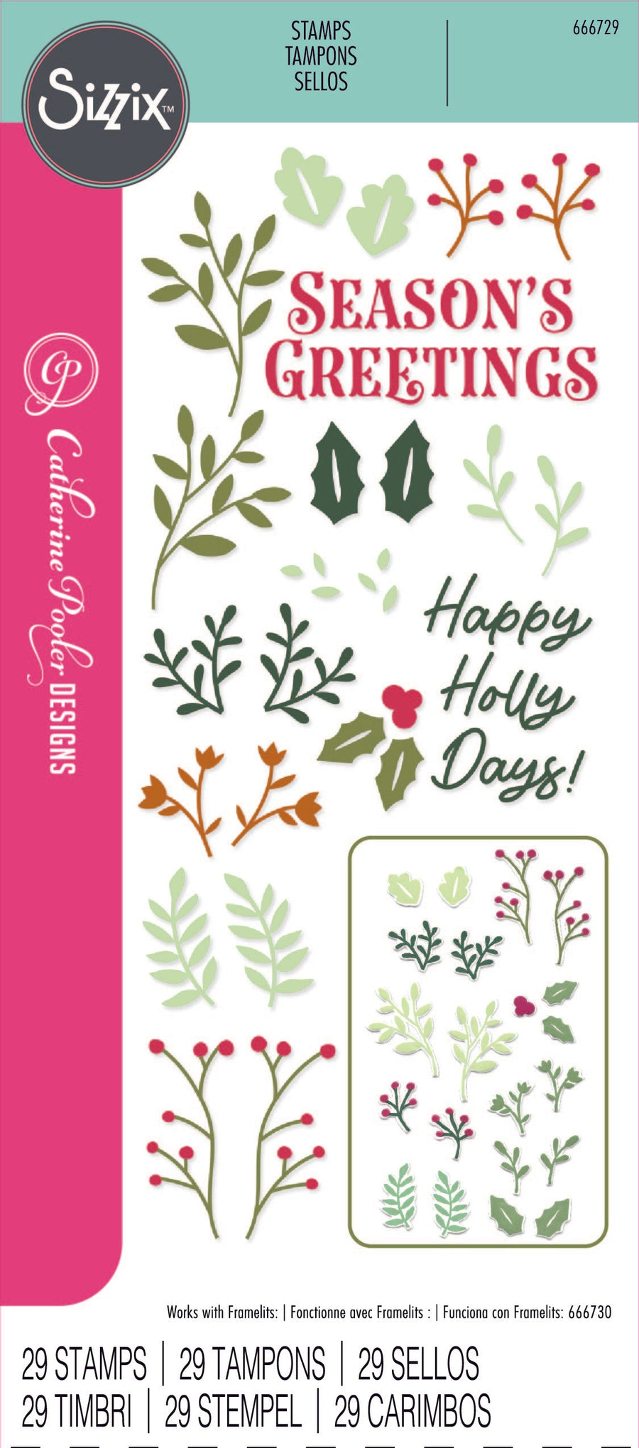 Happy Holly Days Clear Stamps Set by Catherine Pooler - Sizzix