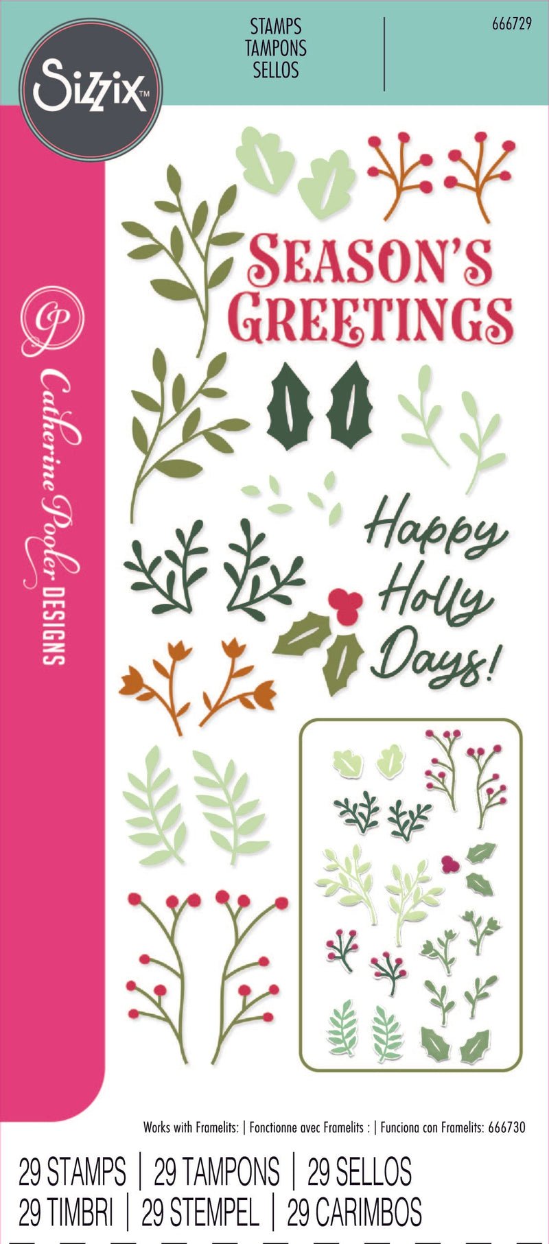 Happy Holly Days Clear Stamps Set by Catherine Pooler - Sizzix