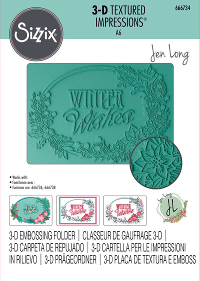 Winter Wishes 3-D Textured Impressions Embossing Folder - Sizzix