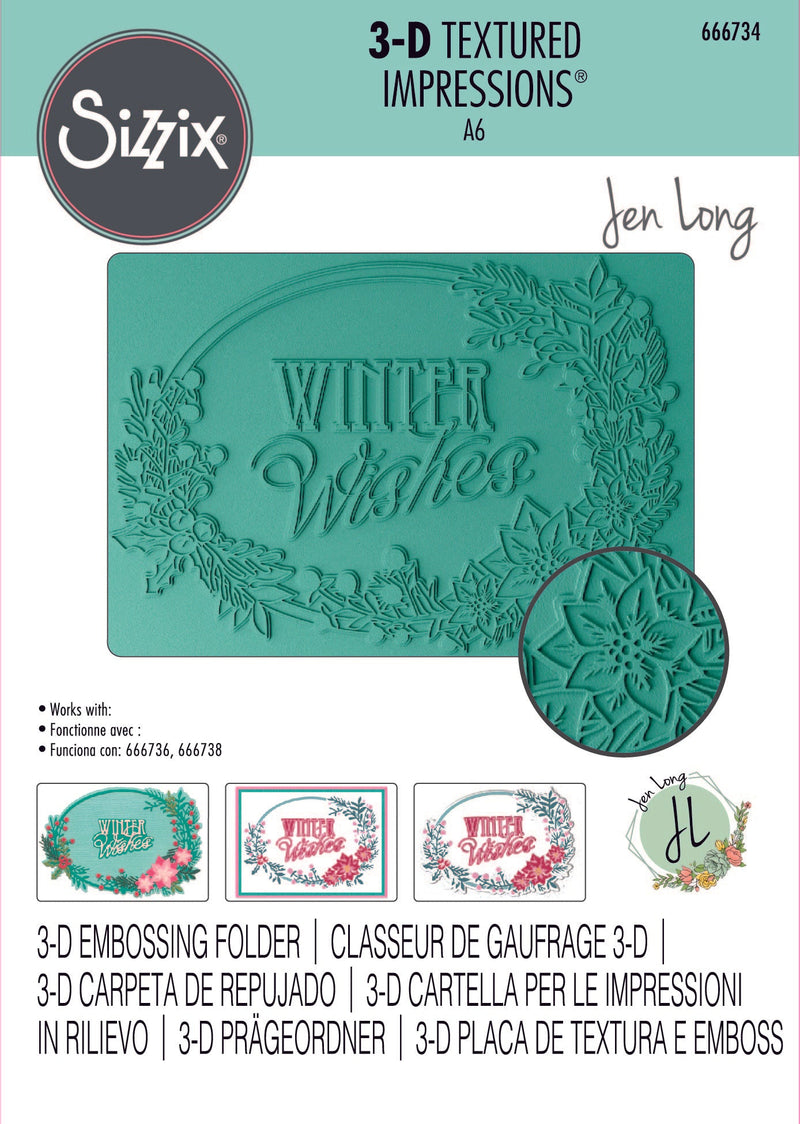 Winter Wishes 3-D Textured Impressions Embossing Folder - Sizzix