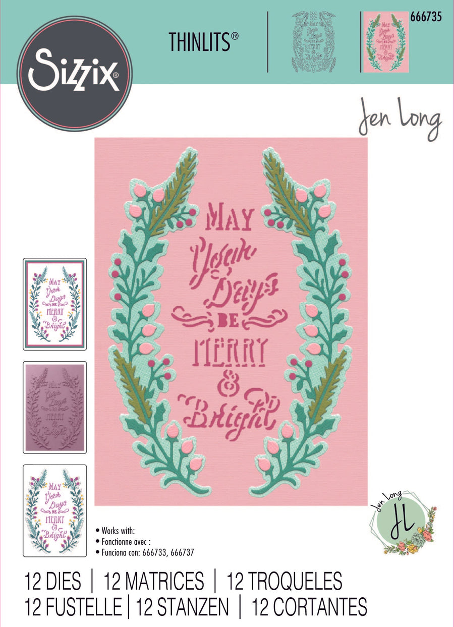 Merry & Bright #2 Thinlits Die Set by Jen Long - Sizzix