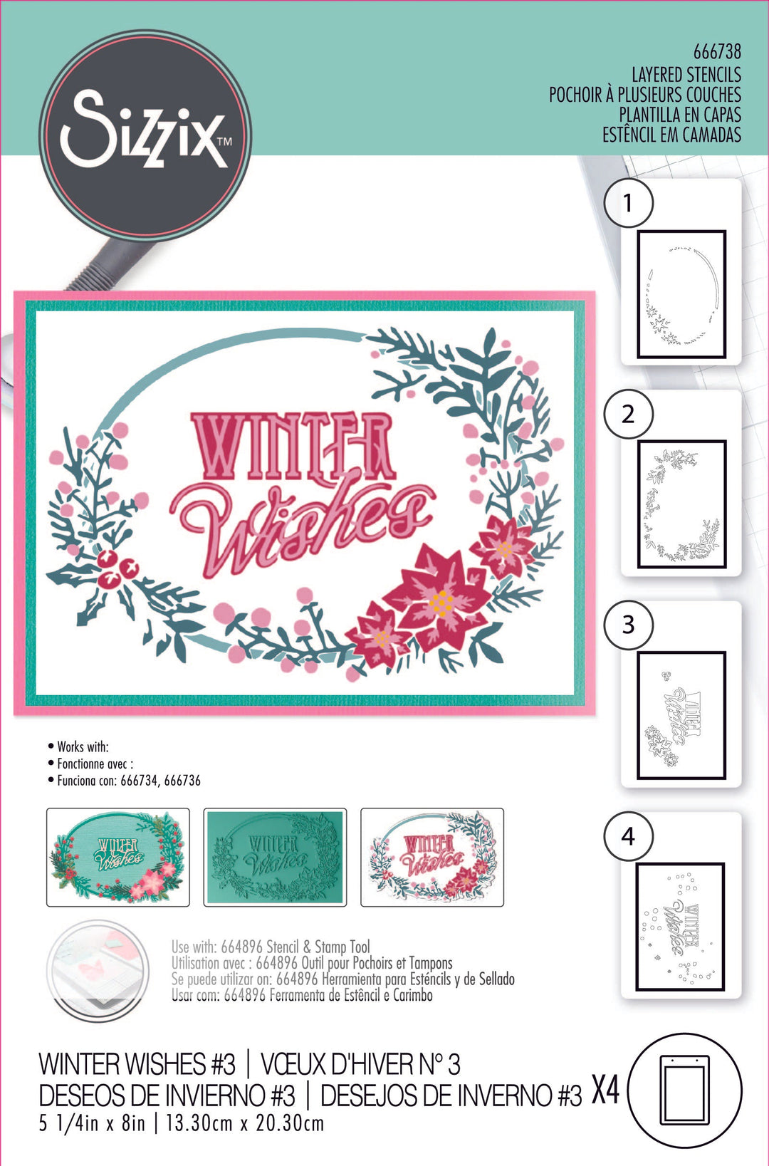 Winter Wishes #3 A6 Layered Stencils by Jen Long - Sizzix