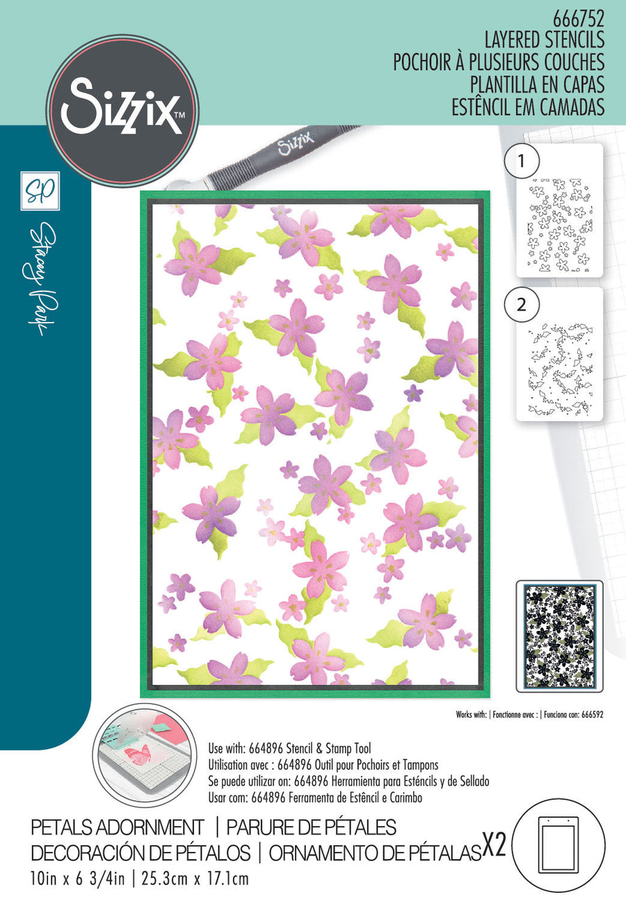 Petals Adornment A5 Stencil - Cosmopolitan - Stacey Park - Sizzix