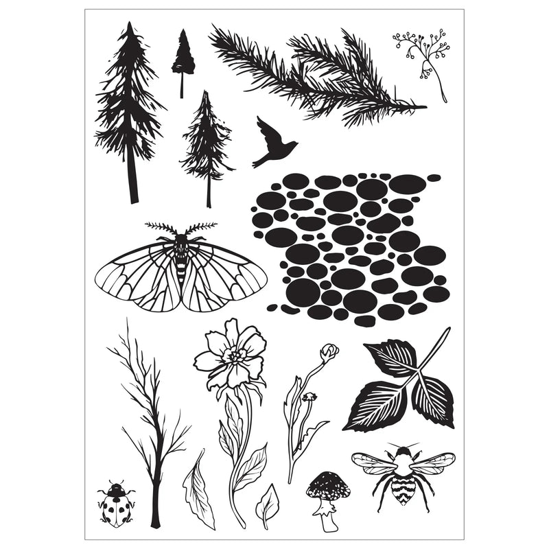 View 7 of Nature Clear Stamps Set w/ Layering Stencils - Studio by Vic Hollins - Sizzix