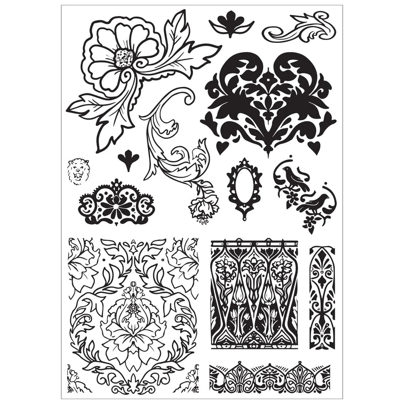 View 7 of Ornate Clear Stamps Set w/ Layering Stencils - Studio by Vic Hollins - Sizzix