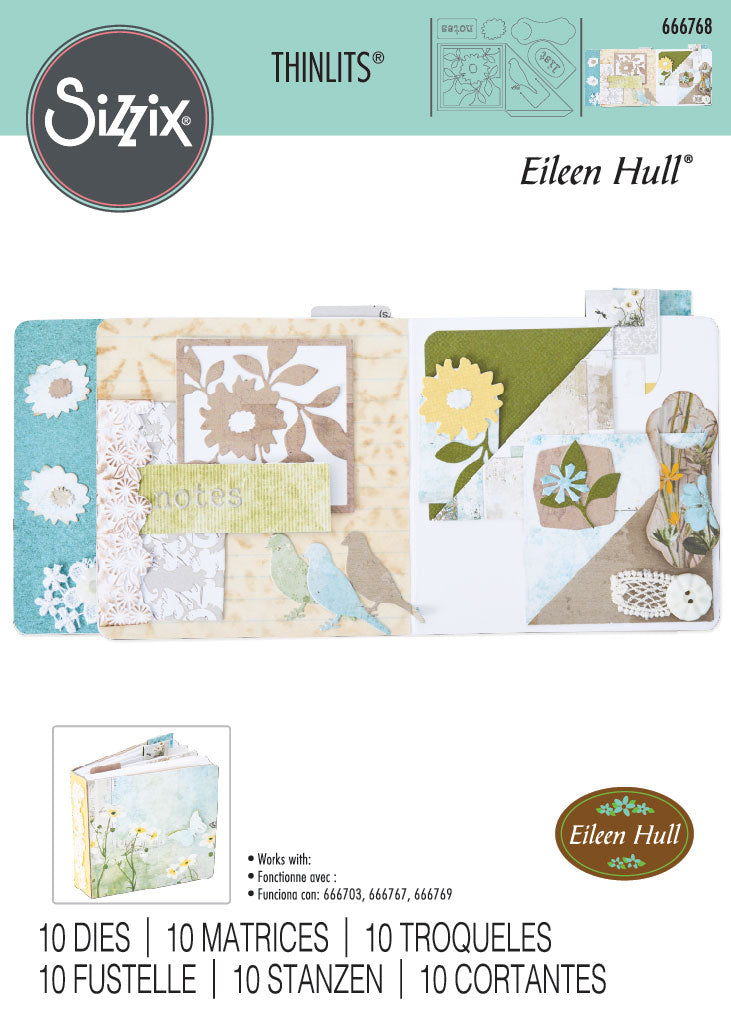 Pocket and Paperclips Floral Thinlits Die Set - Eileen Hull - Sizzix