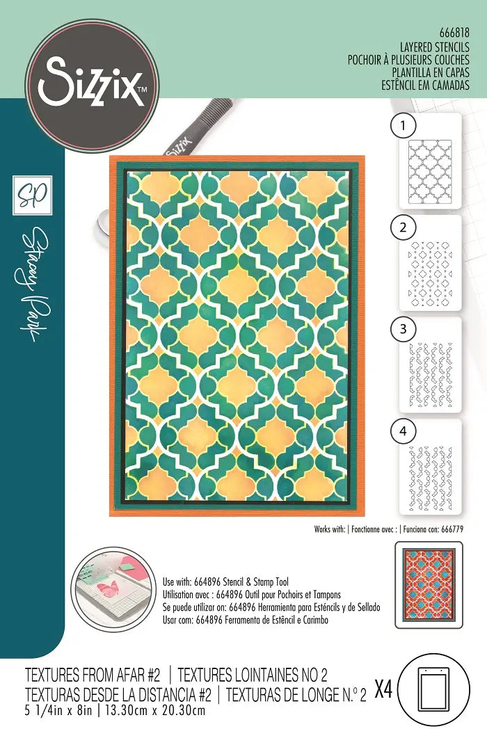 Textures from Afar #2 A6 Stencil (4 pack) by Stacey Park - Sizzix