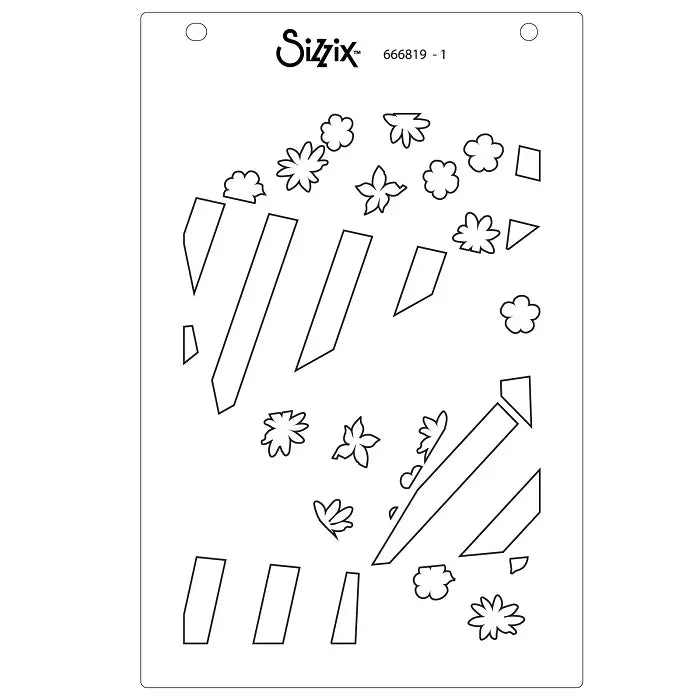 View 3 of Fragmented Floral #2 A6 Stencil (4 pack) by Stacey Park - Sizzix