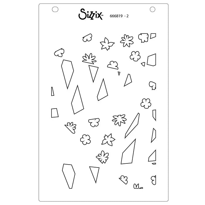 View 4 of Fragmented Floral #2 A6 Stencil (4 pack) by Stacey Park - Sizzix