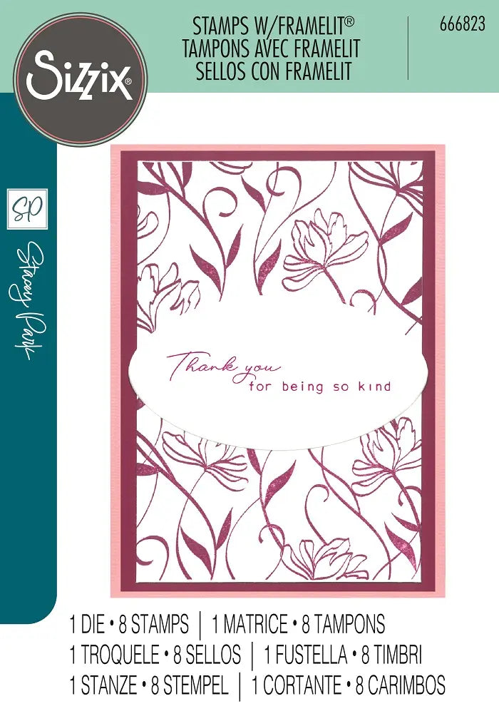 Wall Flower Creative Coordinations A5 Clear Stamps (8 pack)  w/ Framelits Die by Stacey Park - Sizzix