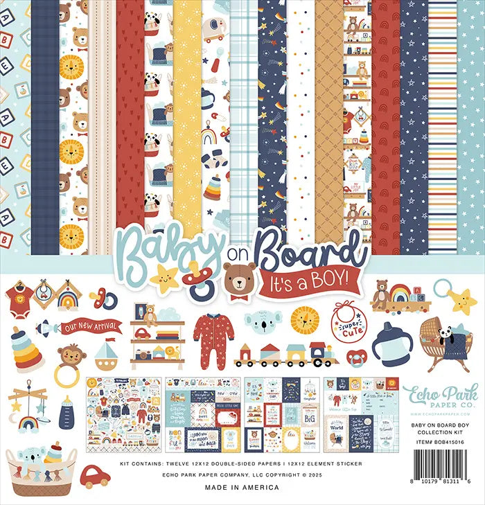 Baby On Board Boy 12" x 12"  Collection Kit - Echo Park