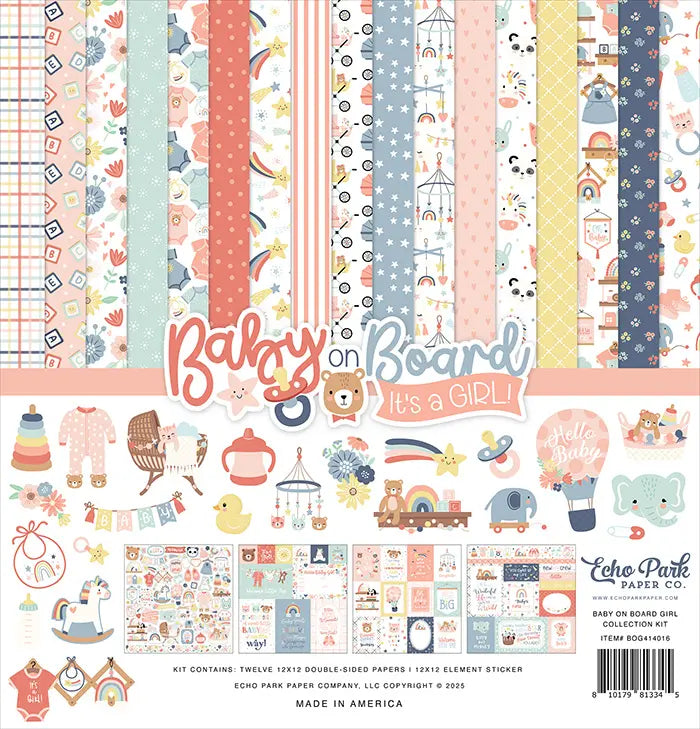 Baby On Board Girl 12" x 12"  Collection Kit - Echo Park