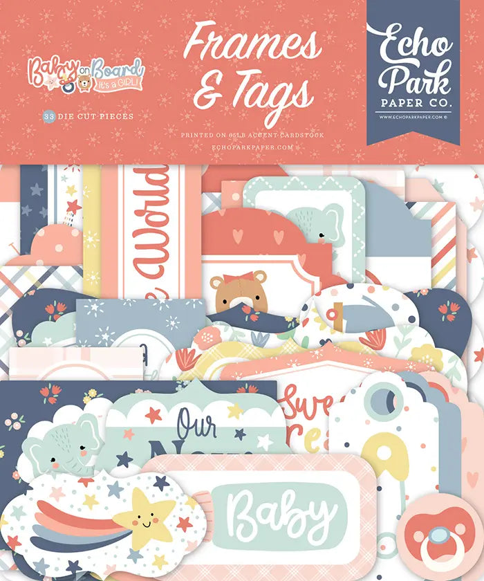 Baby On Board Girl Frames & Tags - Echo Park