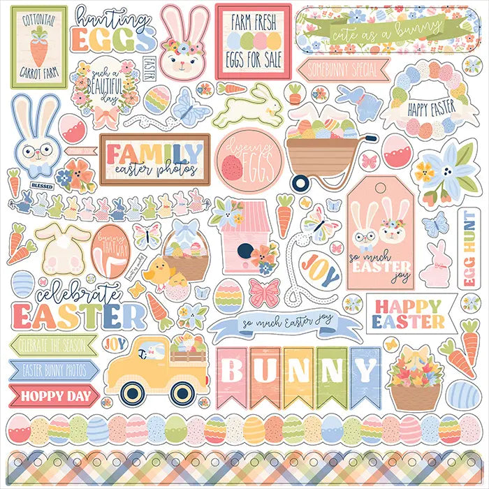 Bunnies And Baskets Element Stickers - Echo Park