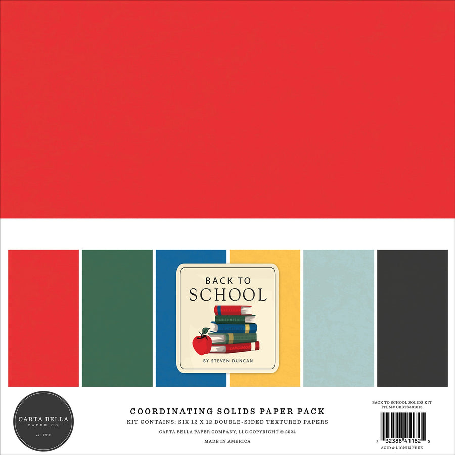 Back To School 12" x 12" Solids Kit - Carta Bella