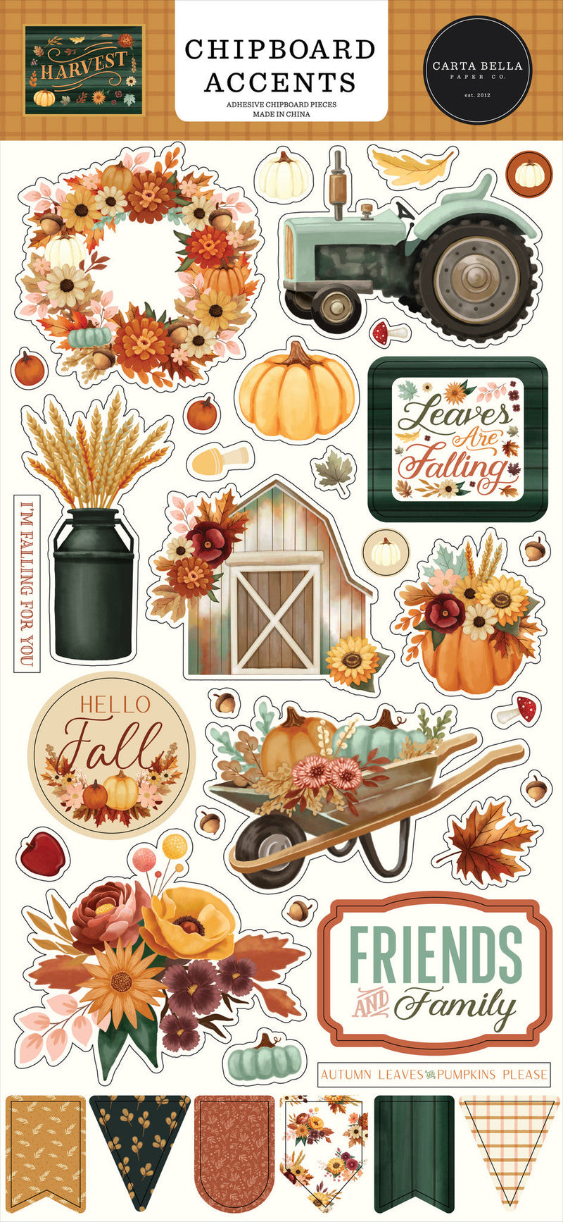 Harvest 6" x 13" Chipboard Accents - Carta Bella