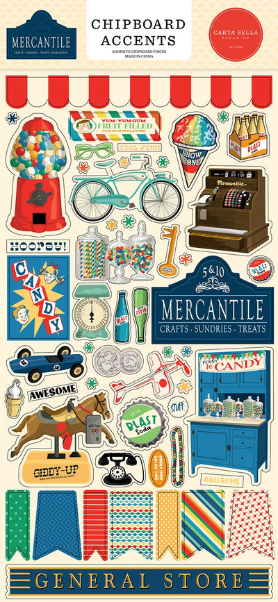 Mercantile 6" x 13" Chipboard Accents - Carta Bella