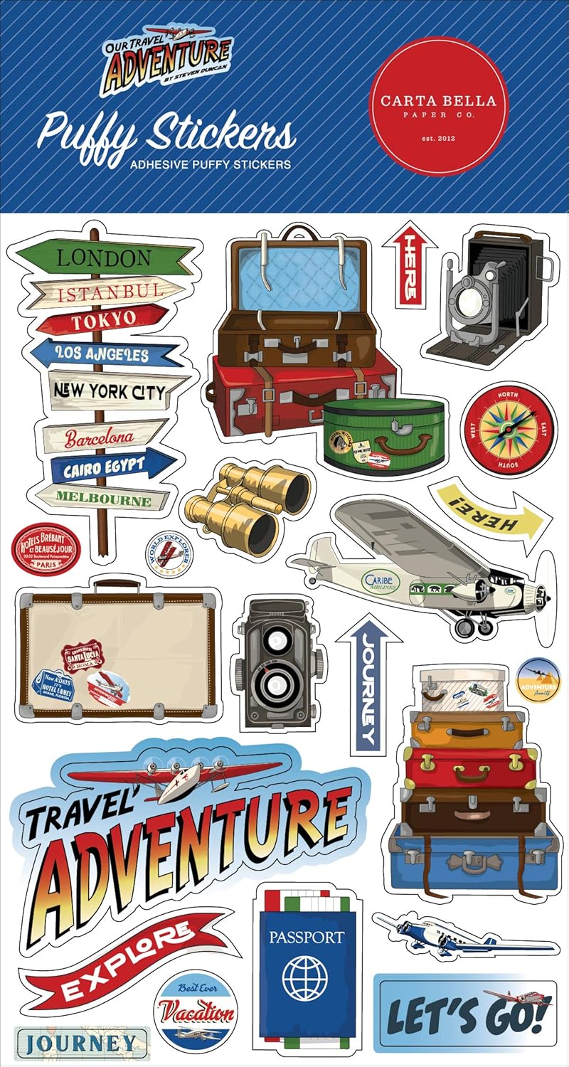 Our Travel Adventure Puffy Stickers - Carta Bella