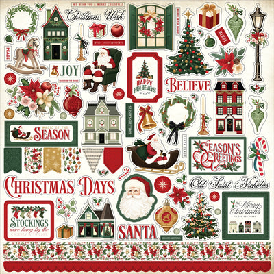 A Vintage Christmas Element Stickers - Carta Bella