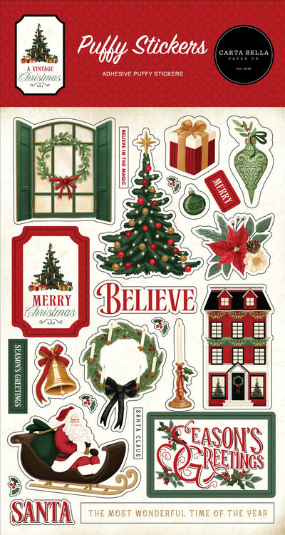 A Vintage Christmas Puffy Stickers - Carta Bella