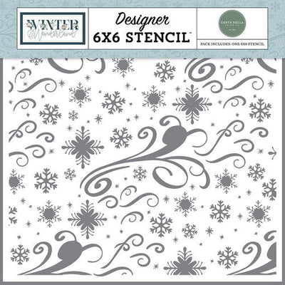 Snowflakes And Swirls Stencil - Winter Wonderland - Carta Bella