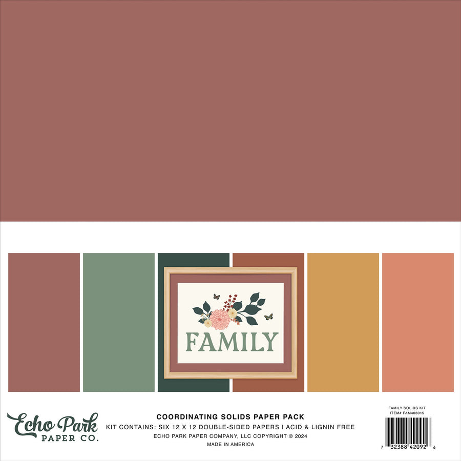 Family 12" x 12 Solids Kit - Echo Park