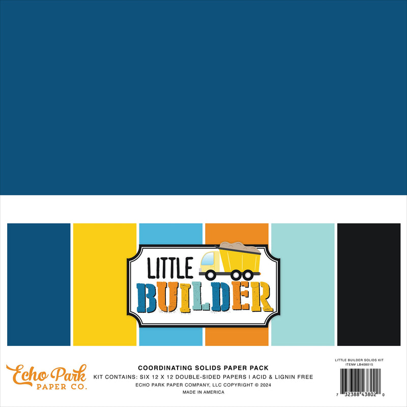 Little Builder 12" x 12" Solids Kit - Echo Park