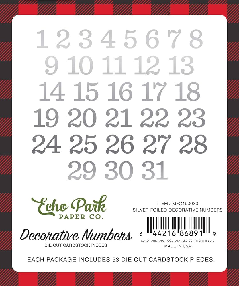 View 2 of Silver Foil Decorative Numbers-My Favorite Christmas-Echo Park