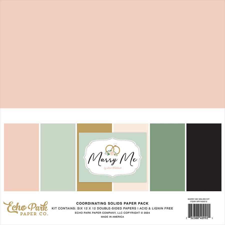 Marry Me 12" x 12" Solids Kit - Echo Park