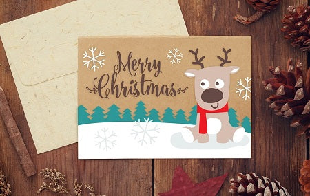 Merry Christmas Reindeer Card SVG Image File Download for Christmas Projects